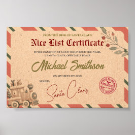 Santa Nice-lijstcertificaat Poster