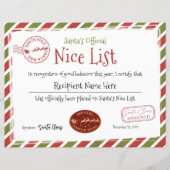 Santa Nice-lijstcertificaat, Santa Claus Nice-lijs (Voorkant)