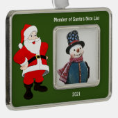 Santa Nice List Green Photo Ornament (Rechts)