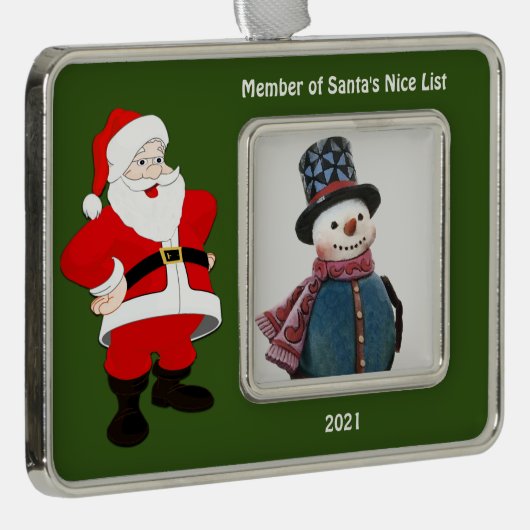 Santa Nice List Green Photo Ornament (Rechts)