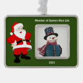 Santa Nice List Green Photo Ornament (Voorkant)