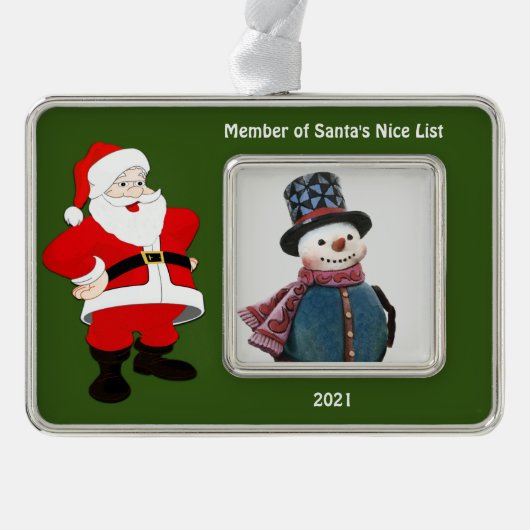 Santa Nice List Green Photo Ornament (Voorkant)