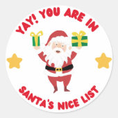 Santa Nice List Kerst sticker (Voorkant)