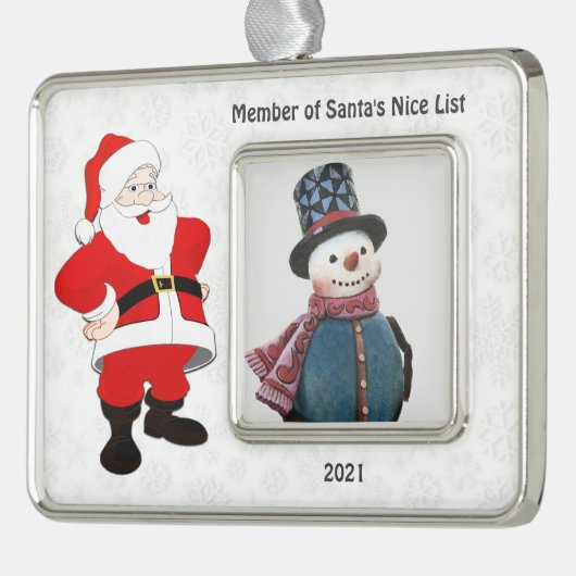 Santa Nice List Snowflake Photo Ornament (Links)