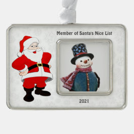 Santa Nice List Snowflake Photo Ornament