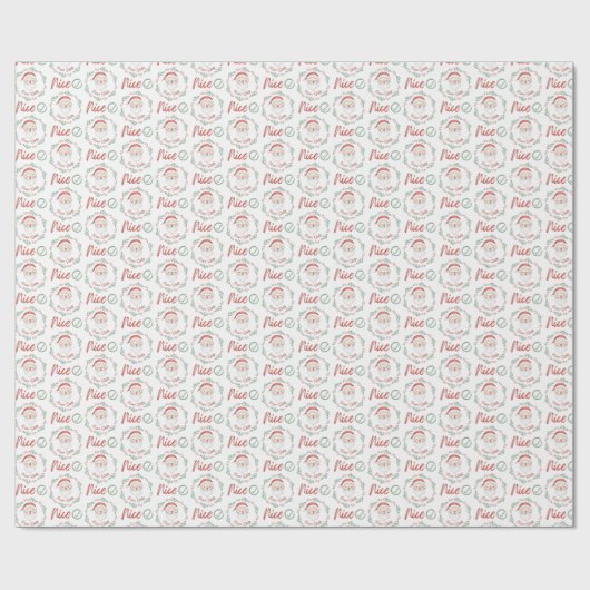 Santa Nice met Check Mark Wrapping Paper Cadeaupapier (Vlak)