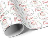 Santa Nice met Check Mark Wrapping Paper Cadeaupapier (Rol Hoek)