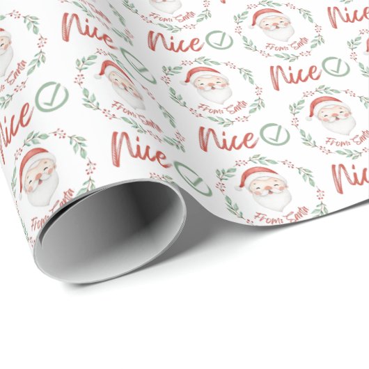 Santa Nice met Check Mark Wrapping Paper Cadeaupapier (Rol Hoek)
