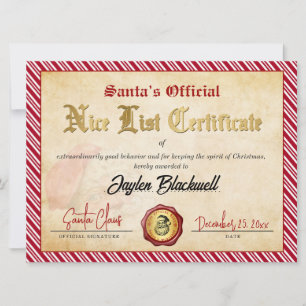 Santa Nice Officiële lijst Certificaat Feestdagenkaart