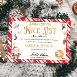Santa Nice Officiële lijst Certificaat Kaart