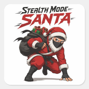 Santa Ninja in Stealth Mode Kerst Grafisch Vierkante Sticker