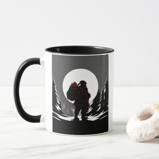 Santa Noir – Black & White Santa with Red Glow  Mok (Met donut)