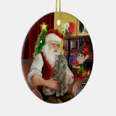 Santa - Noorse Boskat Keramisch Ornament (Rechts)