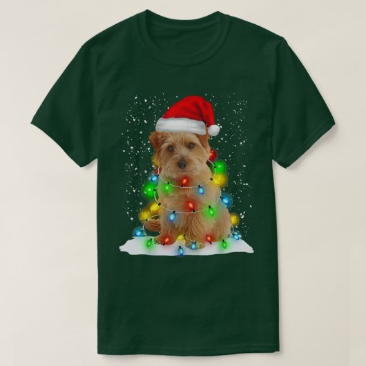 Santa Norfolk Terrier Christmas Light Pajama Dog X T-shirt (Design voorkant)