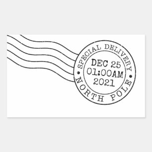 santa north pole express delivery secret gift post rechthoekige sticker
