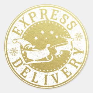 santa north pole express express geheime cadeaubon ronde sticker