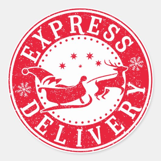 santa north pole express express geheime cadeaubon ronde sticker (Voorkant)