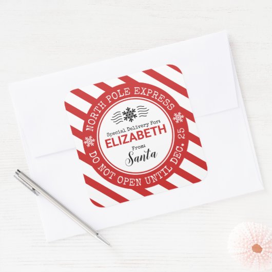 Santa North Pole Express Kerst sticker (Envelop)