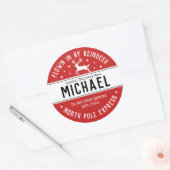 Santa North Pole Express Rendier Kerstmis Ronde Sticker (Envelop)