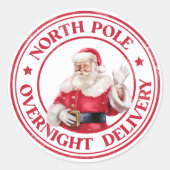 Santa North Pole Overnight Delivery Ronde Sticker (Voorkant)