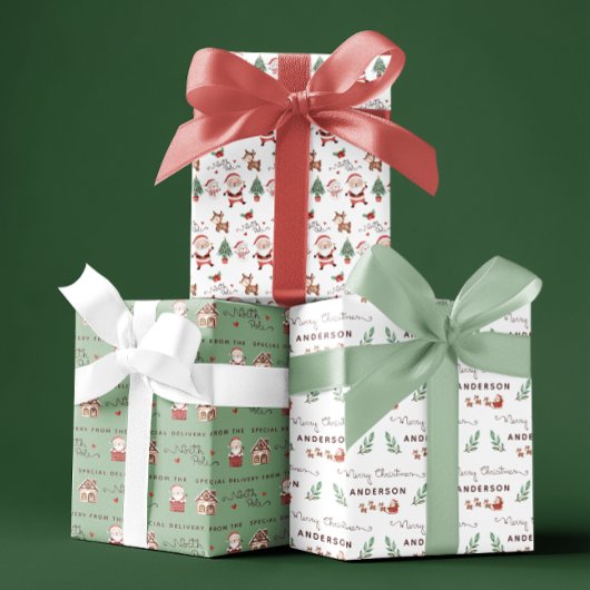 Santa North Pole-papierbladen voor het oppakken va Inpakpapier Vel