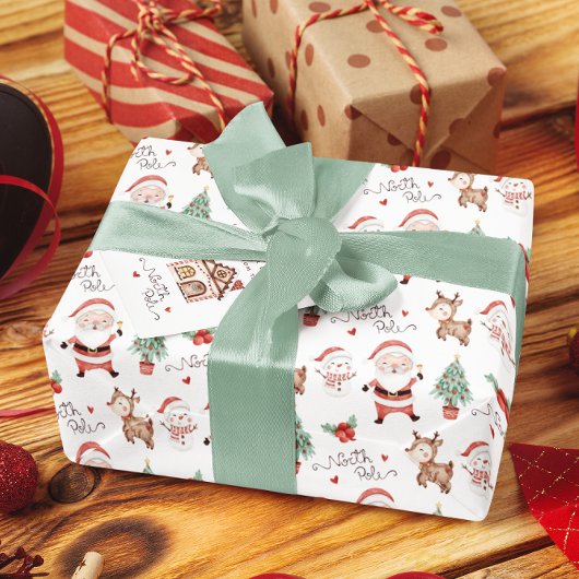 Santa North Pole Wrapping Paper Cadeaupapier