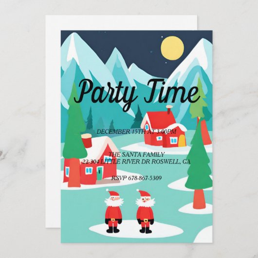 Santa NorthPole Kerst Vakantie Party uitnodiging (Voorkant / Achterkant)