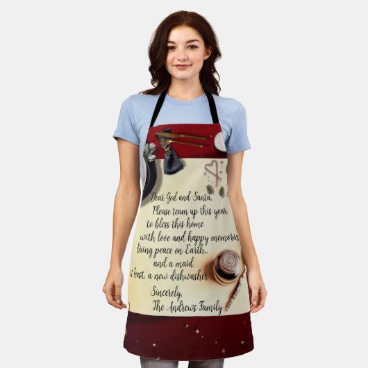 Santa Note Peace Funny Request Quill Pen Medium Schort (Gedragen)