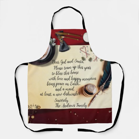 Santa Note Peace Funny Request Quill Pen Medium Schort (Voorkant)