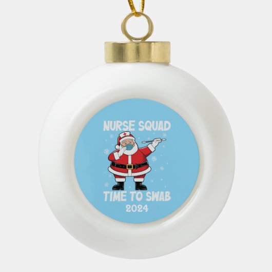 Santa Nurse Squad Tijd om te zwabberen Keramische Bal Ornament (Voorkant)