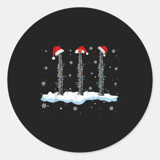 Santa Oboe Christmas Lights Funny Oboe Lover Ronde Sticker (Voorkant)