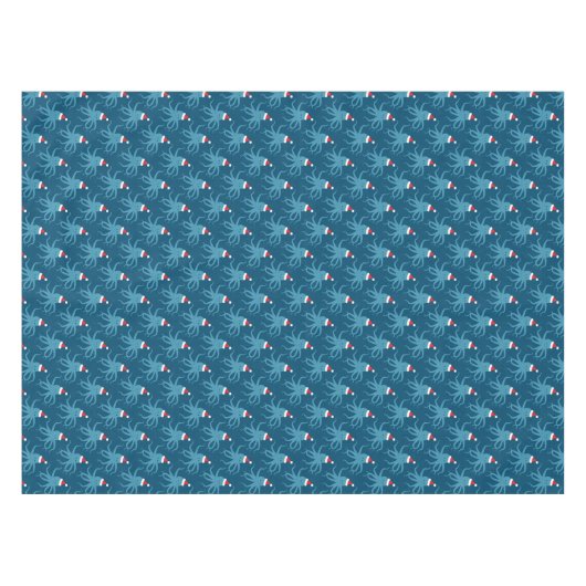 Santa Octopus Blue Kerstmis Tafelkleed (Voorkant (Horizontaal))