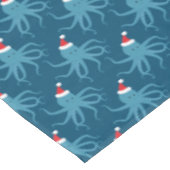Santa Octopus Blue Kerstmis Tafelkleed (Gekanteld)