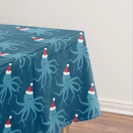 Santa Octopus Blue Kerstmis Tafelkleed