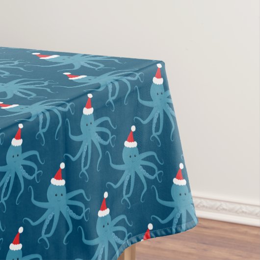 Santa Octopus Blue Kerstmis Tafelkleed (Voorbeeld)