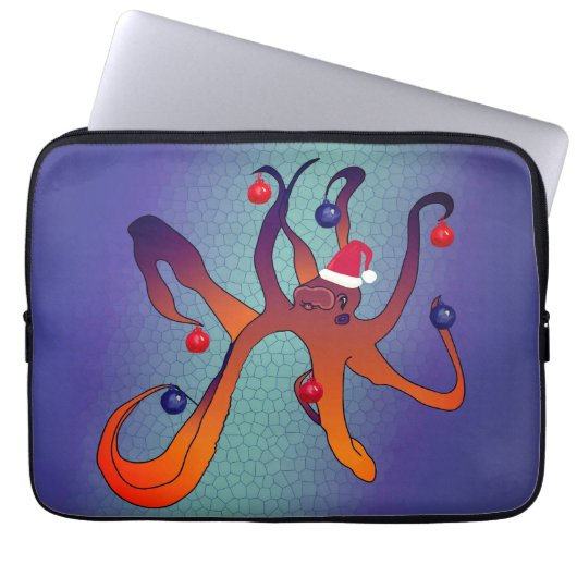 Santa Octopus Laptop Sleeve (Voorkant)