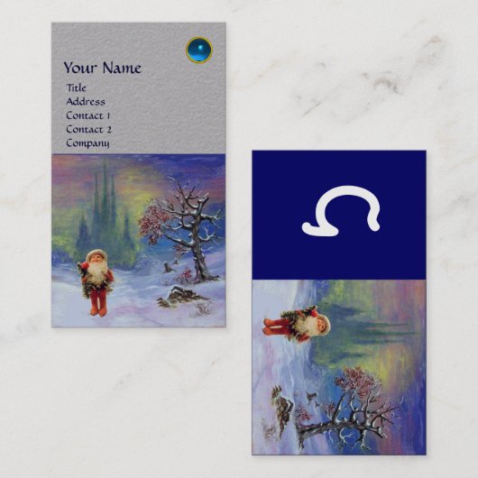 SANTA OF THE GNOMES MONOGRAM Blauw Saffier Grijs Visitekaartje (Voorkant / Achterkant)
