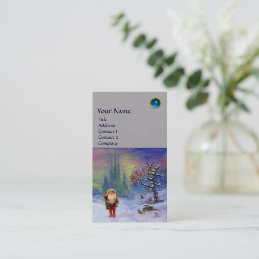 SANTA OF THE GNOMES MONOGRAM Blauw Saffier Grijs Visitekaartje (Staand voorkant)