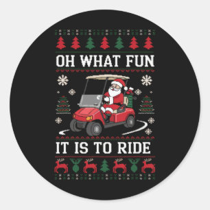 Santa Oh wat leuk is het om te rijden golfkar lief Ronde Sticker