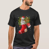 Santa Old English Sheepdog In Christmas Sock Pajam T-shirt (Voorkant)