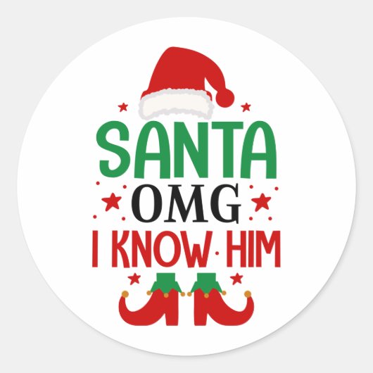 Santa Omg Ik ken hem Ronde Sticker (Voorkant)