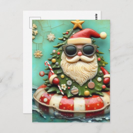 Santa on a Float Trip Briefkaart (Voorkant / Achterkant)