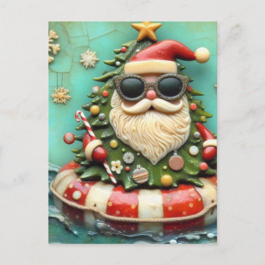 Santa on a Float Trip Briefkaart (Voorkant)