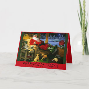 Santa on a Golf Themed Christmas Card Kaart