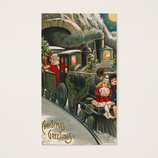 "Santa on a Train"  cadeau Label Visitekaartje (Voorkant)