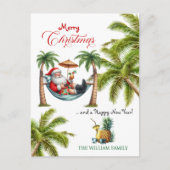 Santa on a Tropical Island Christmas Feestdagenkaart (Voorkant)