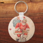 Santa on Bicylce Sleutelhanger (Voorkant)
