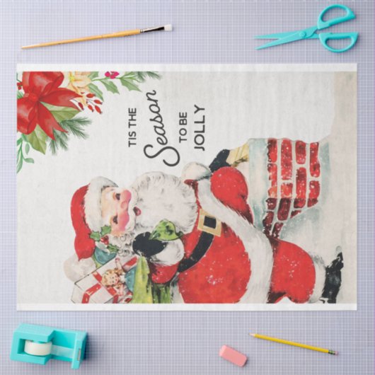  Santa on Chimney-ontkoppeling Tissuepapier (Craft)