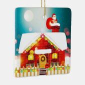 Santa on Chimney Top Keramisch Ornament (Rechts)