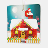 Santa on Chimney Top Keramisch Ornament (Links)
